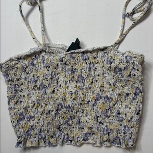 Wild Fable White and Purple Smocked Camisole